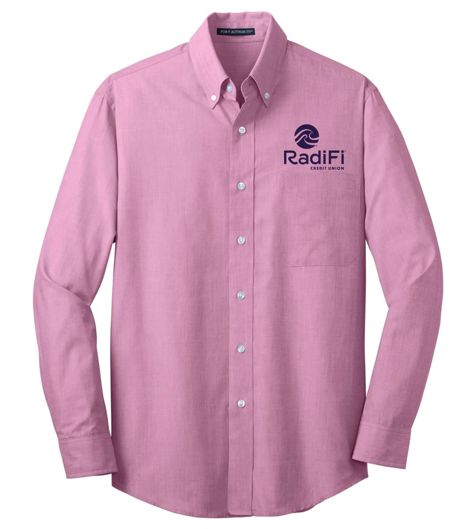 Port Authority Crosshatch Easy Care Shirt Pink Orchid with RadiFi Credit Union